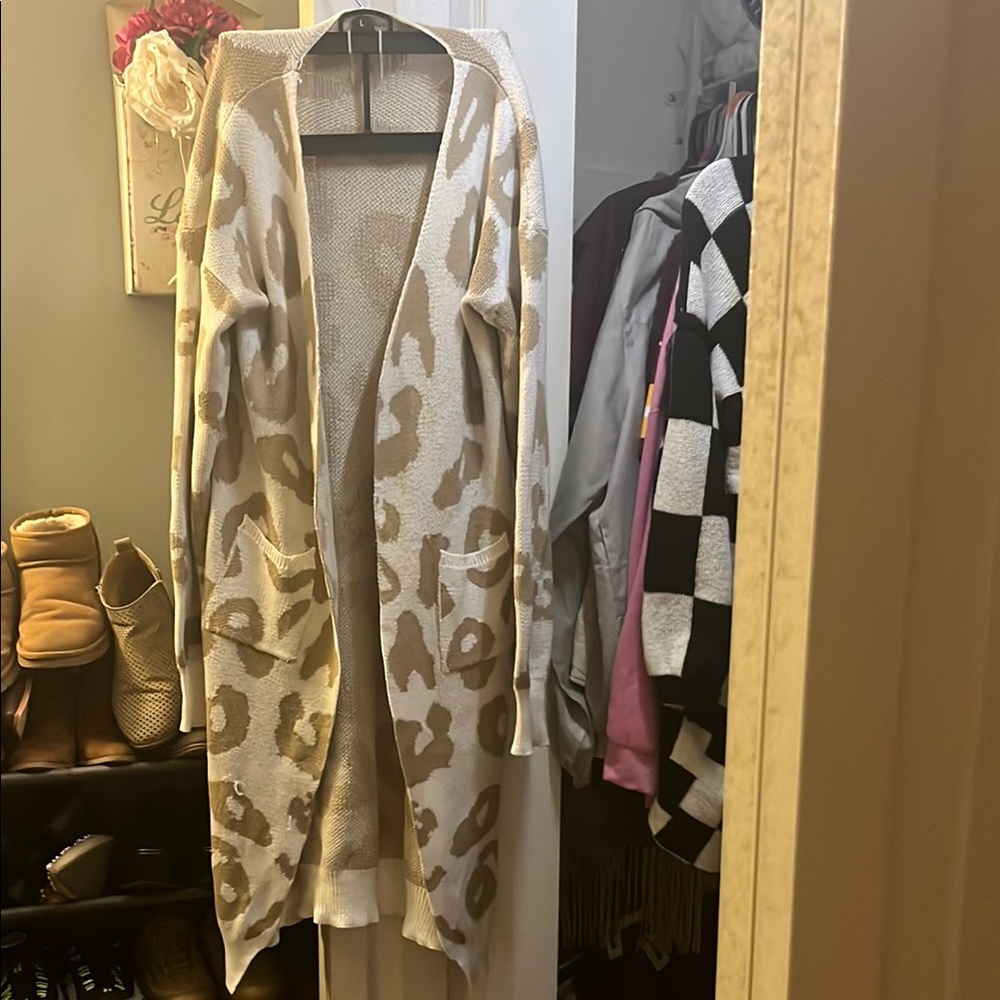 Leopard Print Open Front Cardigan